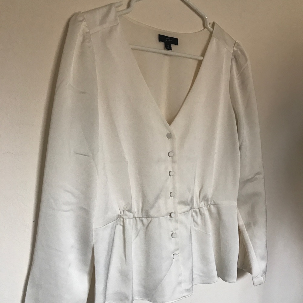 J. Crew long-sleeve peplum top in satin-crepe - Picture 3 of 4